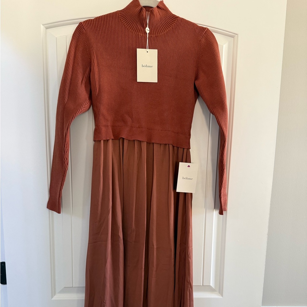 Bohme Terracotta Long Sleeve Maxi Dress